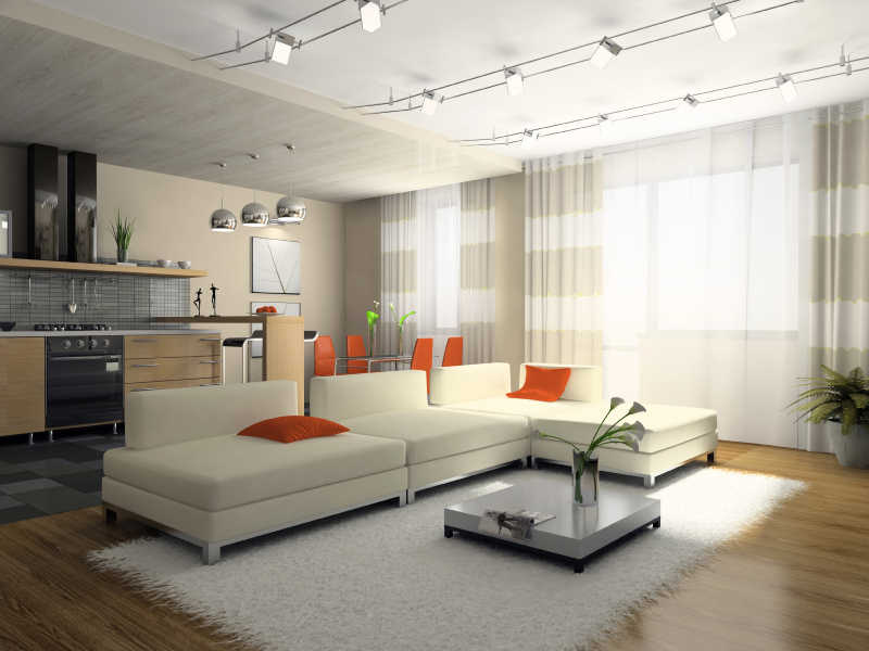 Interior of the stylish apartment 3D rendering